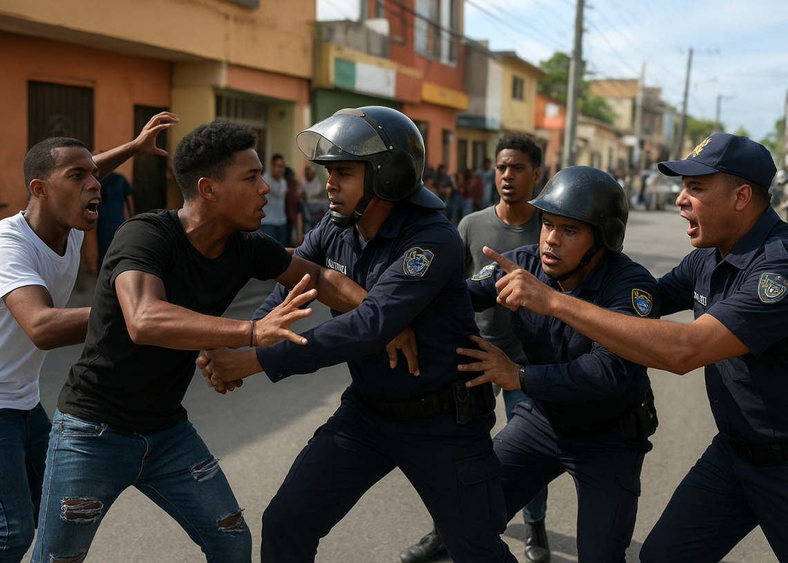 Violento enfrentamiento entre policías y jóvenes en Barahona