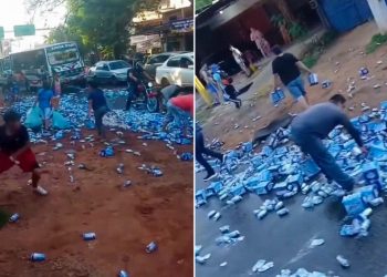 Accidente en Capiatá: Camión repartidor de cerveza termina volcado